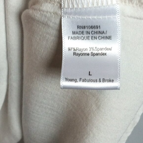 READ Young Fabulous & Broke Asymmetrical Long Sleeve Bodycon Dress L White/Cream - Picture 6 of 9